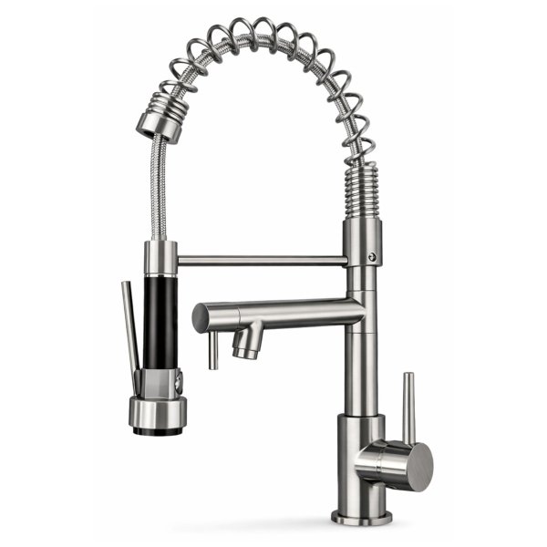 Maincraft 19" Single Handle Pull Down Sprayer Kitchen Faucet F9448BN - Brushed Nickel