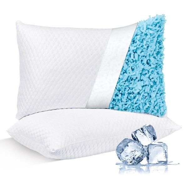 Ntcoco Cooling Shredded Memory Foam Bed Pillows - King Size Pack of 2