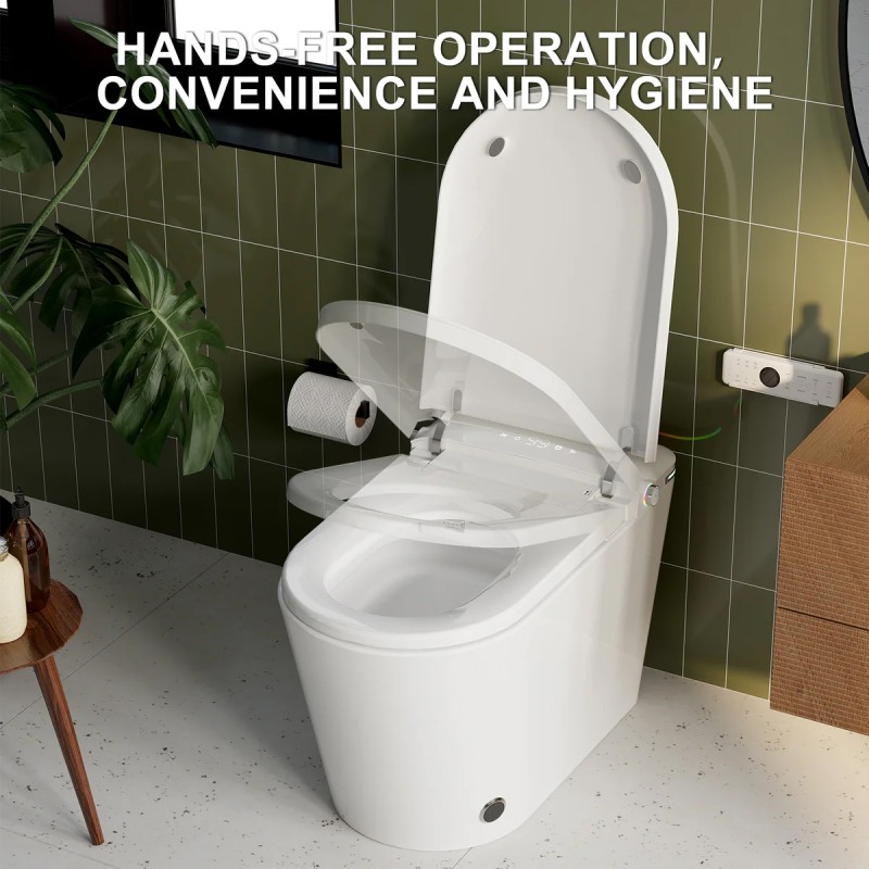 Smart Toilet, Tankless Toilet with Bidet Built In, Auto Open/Close Lid, ADA Comfort Height, Auto Flush, Bidet Toilet with Elongated Heated Seat, Warm Water, Dryer, Digital Display,Night Light