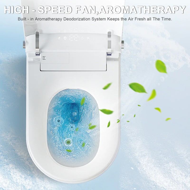 Smart Toilet, Tankless Toilet with Bidet Built In, Auto Open/Close Lid, ADA Comfort Height, Auto Flush, Bidet Toilet with Elongated Heated Seat, Warm Water, Dryer, Digital Display,Night Light