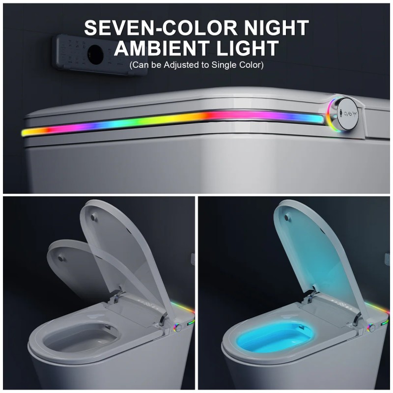 Smart Toilet, Tankless Toilet with Bidet Built In, Auto Open/Close Lid, ADA Comfort Height, Auto Flush, Bidet Toilet with Elongated Heated Seat, Warm Water, Dryer, Digital Display,Night Light