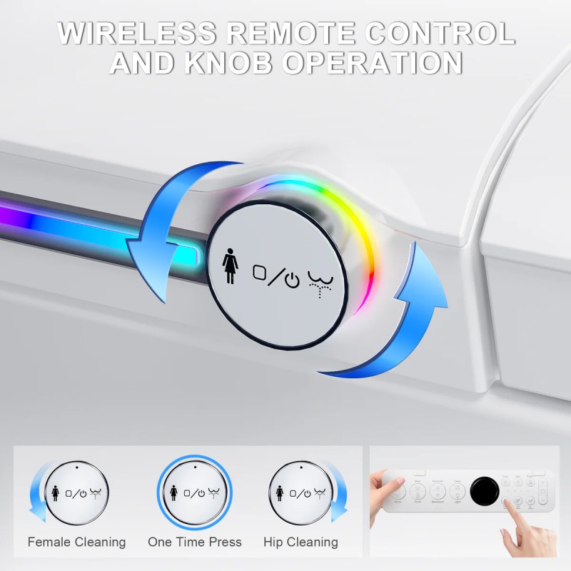 Smart Toilet, Tankless Toilet with Bidet Built In, Auto Open/Close Lid, ADA Comfort Height, Auto Flush, Bidet Toilet with Elongated Heated Seat, Warm Water, Dryer, Digital Display,Night Light