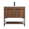 Elegant Lighting Gerard 36" Free Standing Single Basin Vanity Set with Cabinet and Resin Vanity Top Walnut Brown