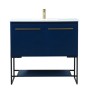 Elegant Lighting Sloane 36" Free Standing Single Basin Vanity Set with Cabinet and Engineered Marble Vanity Top Blue