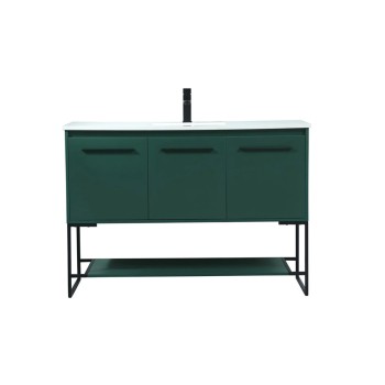 Elegant Lighting Sloane 48" Free Standing Single Basin Vanity Set with Cabinet and Engineered Marble Vanity Top Green