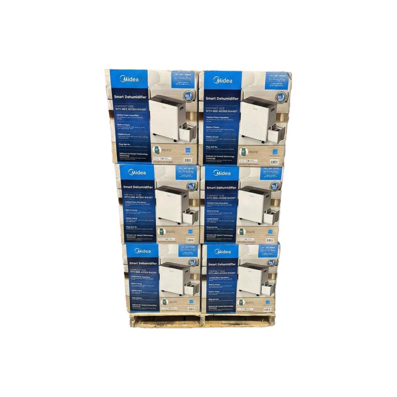 ~ Reach Us For Pallet Pricing ~ Midea Smart 50-Pint Dehumidifier with Built-in Pump, Energy Star Certified. For Spaces up to 4,500 Sq. Ft.