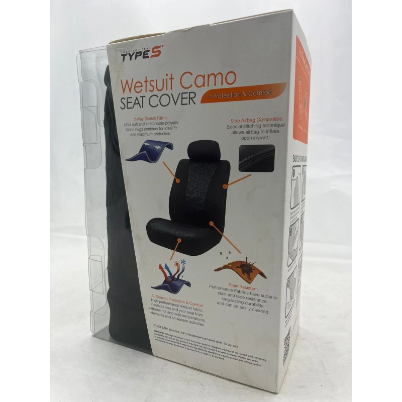 Type S Black Camo Wetsuit Seat Cover – Universal Waterproof Car Protection