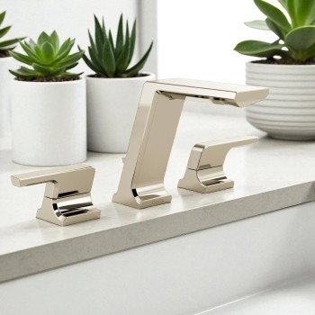 Delta 3599LF-PNMPU Widespread Double-Handle Bathroom Faucet - Polished Nickel