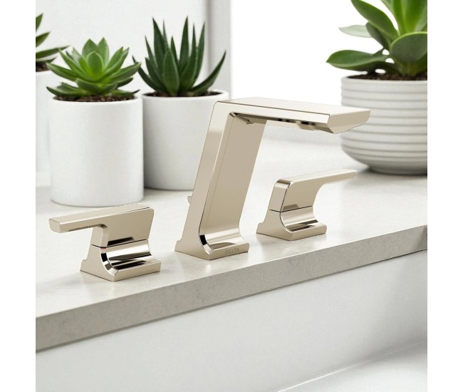 Delta 3599LF-PNMPU Widespread Double-Handle Bathroom Faucet - Polished Nickel