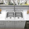 33 in. Drop-In 50/50 Double Bowl 22 Gauge Stainless Steel Kitchen Sink with Faucet and Sprayer