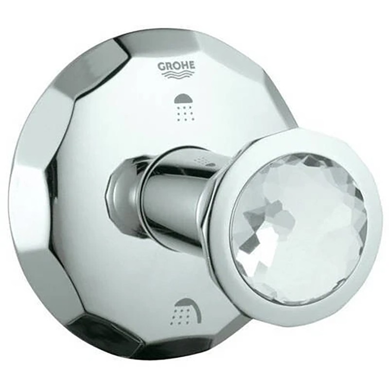 Grohe 19271000 Kensington 3-Port Diverter Trim with Round Handle, Chrome/Swarovs