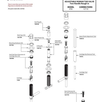 Moen Brass Two Handle 3-Hole Roman Tub Valve Adjustable 1/2-Inch CC Connection, 4792