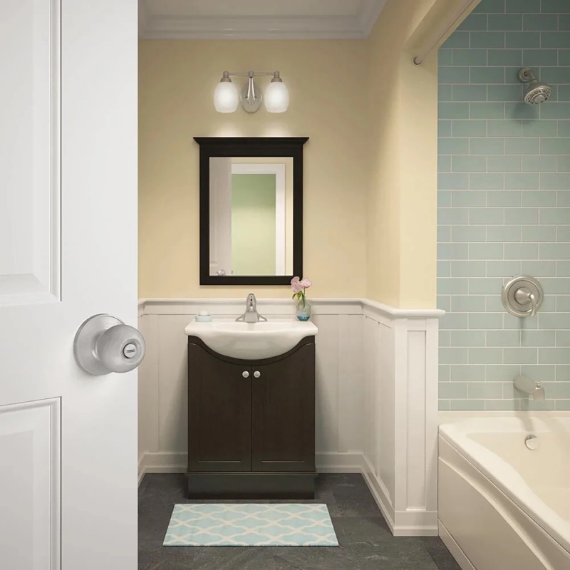 Schlage Corona Knob Bed and Bath Lock in Satin Stainless Steel