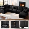 Anwick 117" Modular Sectional Sofa,U-Shaped Chenille Sofa Couch with Movable Ottoman,Modern 7 Seat Cloud Sectional Couches for Living Room Office Home Black