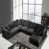 Anwick 117" Modular Sectional Sofa,U-Shaped Chenille Sofa Couch with Movable Ottoman,Modern 7 Seat Cloud Sectional Couches for Living Room Office Home Black