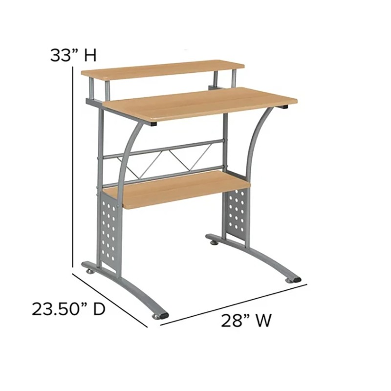 Flash Furniture Clifton Maple Computer Desk with Top and Lower Storage Shelves
