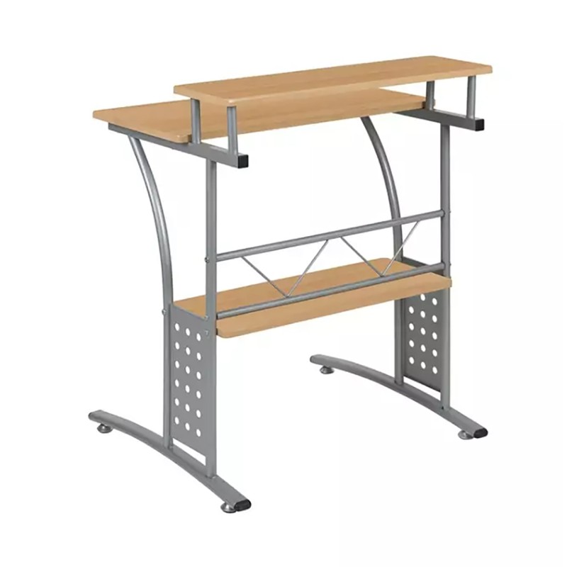 Flash Furniture Clifton Maple Computer Desk with Top and Lower Storage Shelves