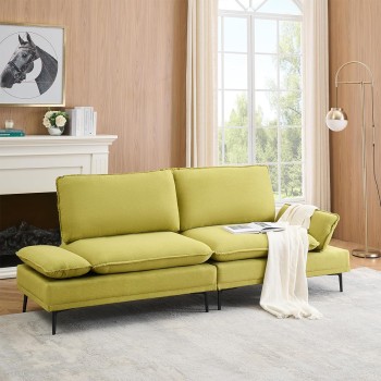 Elegant and Rustic in 89 inches of Cotton and Linen, Fresh Green, Custom Made for Apartments, Living Rooms and Offices. Let Every inch of Space Radiate Natural Elegance and Extraordinary Style