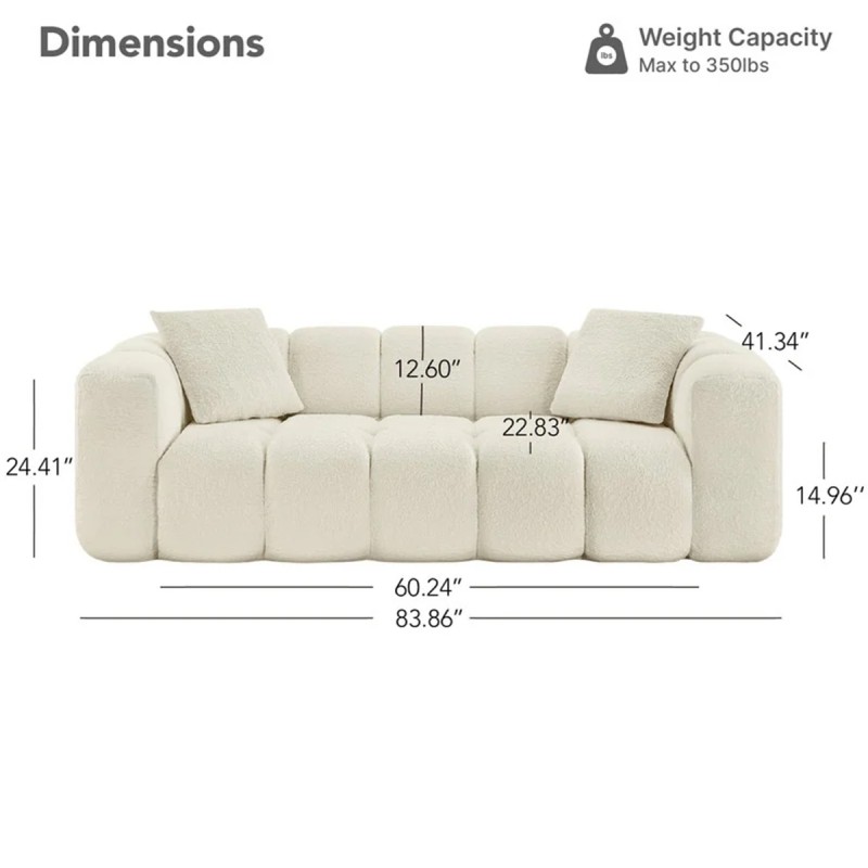 Generic Compressed 3 Seat Boneless Sofa for Living Room - Beige