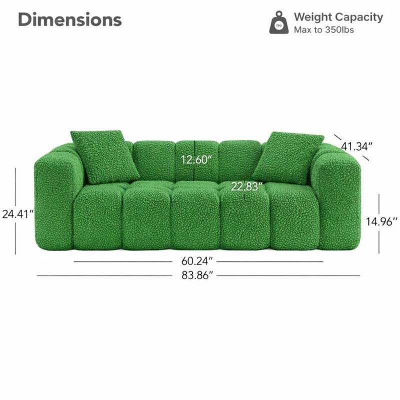 Generic Compressed 3 Seat Boneless Sofa for Living Room - Green