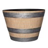 Camp Hill Large Natural Oak Resin Lightweight Round Whiskey Barrel Planter (17.7 in. L x 17.7 in. W x 12.4 in. H)