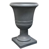 Norwich Large Dark Grey Resin Lightweight Urn Planter (15.94 in. L x 15.94 in. W x 23.43 in. H)
