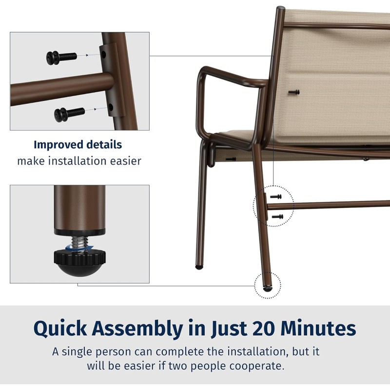 EAST OAK 4-Piece Patio Furniture Set, Waterproof Outdoor Furniture Set, Patio Sofa with Coffee Table for Balcony or Porch, 4 Seats Patio Conversation Sets for Backyard in Beige