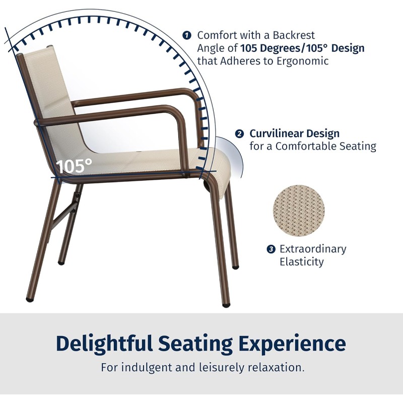 EAST OAK 4-Piece Patio Furniture Set, Waterproof Outdoor Furniture Set, Patio Sofa with Coffee Table for Balcony or Porch, 4 Seats Patio Conversation Sets for Backyard in Beige