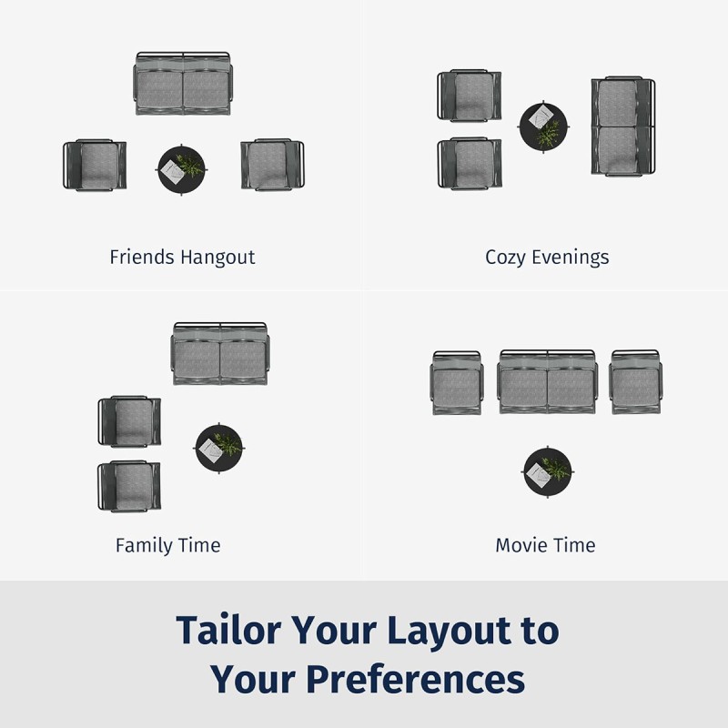 EAST OAK 4 Piece Patio Furniture Set, Outdoor Furniture with PE Wicker Rattan Chairs and Coffee Table, Modern Patio Conversation Set with Soft Pad for Garden, Backyard and Porch, Misty Grey