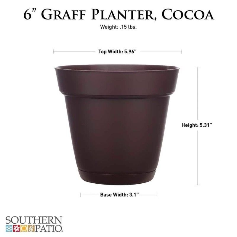 Graff Small 5.94 in. x 5.31 in. Cocoa Resin Indoor/Outdoor Planter/Saucer 6 Pack