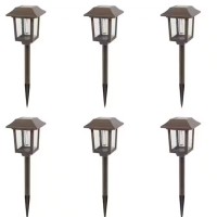 Hampton Bay Mitchell 10 Lumens Golden Bronze Filament LED Outdoor Solar Path Light (6-Pack)