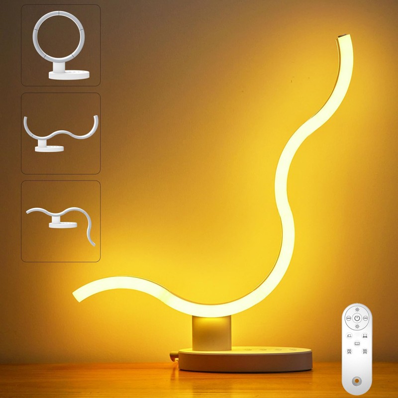 Circular Small Nightstand Lamp for Bedroom with Remote Control, Warm White Transformable Bedside Led Table Lamp for Living Room, Dimmable Table Light Ambient Touch Night Light for Desk