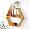 Hexagon Wall Shelves – Handmade Wood Floating Storage Farmhouse Wall Decor