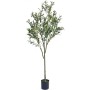 Artificial Olive Tree, Pre-Potted Faux Olive Tree with Silvery Green Leaves and Dark Purple Olives, Lifelike Indoor Decorative Plant for Home, Office, Living Room