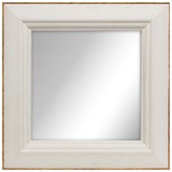 TONED WD MIRROR, 24X24-2 WHITEWASH with WARM WOODGRAIN LIP