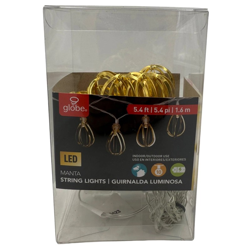 Globe Electric 67848 Manta Gold Cage 10 Light Set - 5.4 ft