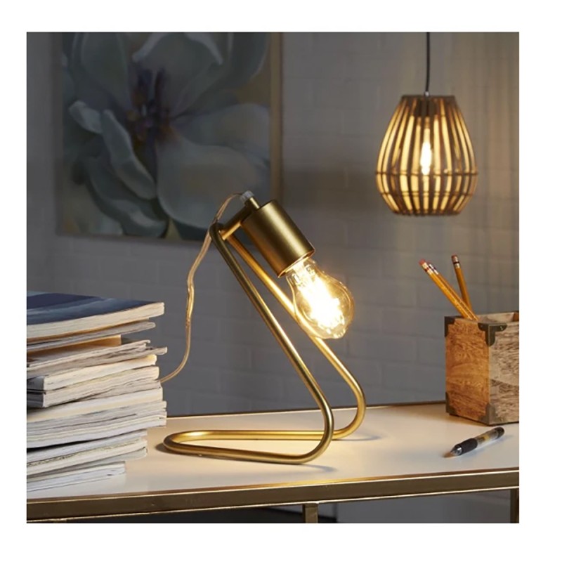 Silverwood Shuyler Exposed Bulb Angled Gold Table Lamp