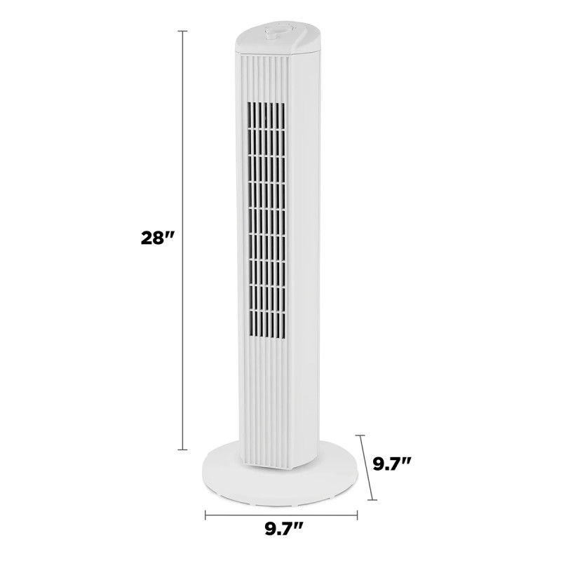 Mainstays 28 inch Tall, 3-Speed Oscillating Tower Fan, MSWMT24MW, New, White