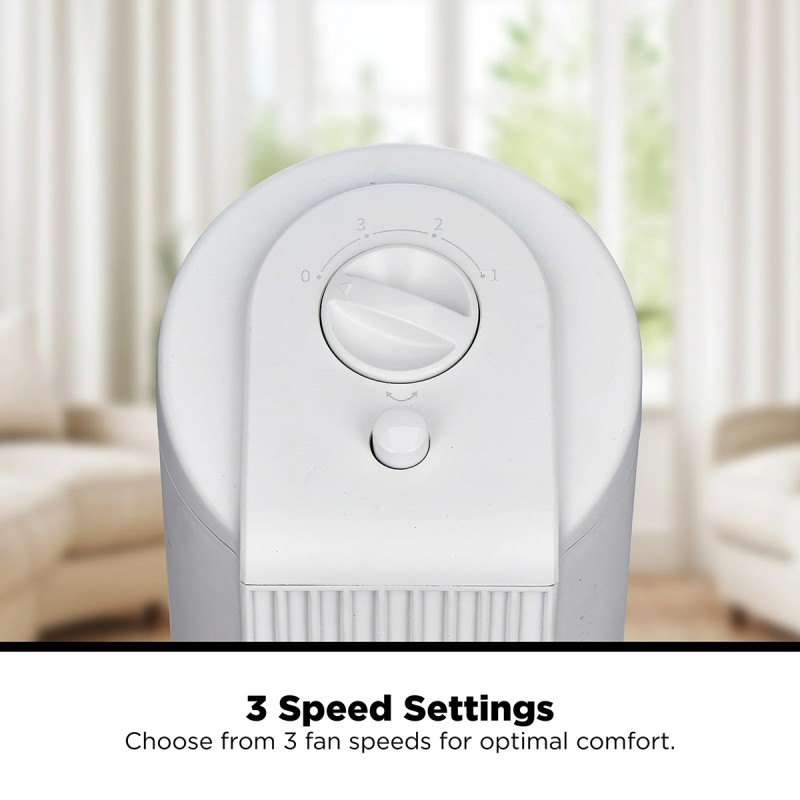 Mainstays 28 inch Tall, 3-Speed Oscillating Tower Fan, MSWMT24MW, New, White