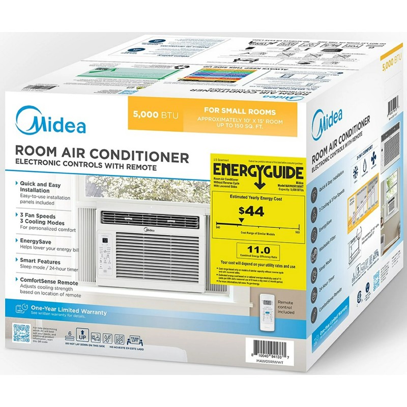 Midea 5,000 BTU Window Air Conditioner with Remote, 150 Sq. Ft., White