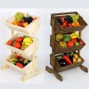Handmade 3 Tier Wooden Fruit Basket Vegetable Storage Stand for Kitchen and Shop