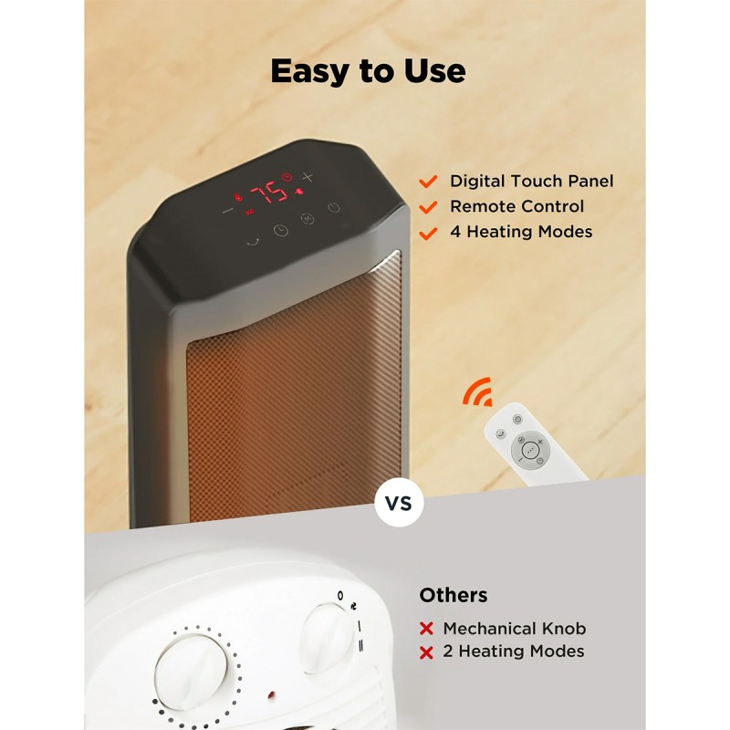 Better Homes & Gardens 23" Electric Ceramic Tower Heater, LED Display & Remote Storage