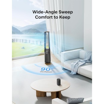 PELONIS 40" Smart Bladeless Fan for Bedrrom - Tower Fan, Alexa/Google/WiFi, DC Motor, 6 Speeds, 4 Modes, Remote, 7H Timer, 90° Oscillation, Safe for Home and Office