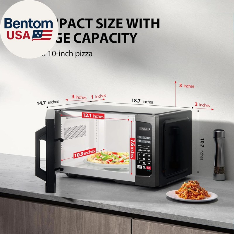 Toshiba ML-EM09PA(BS) Small Microwave Oven with 6 Auto Menus, Mute Function & Child Lock