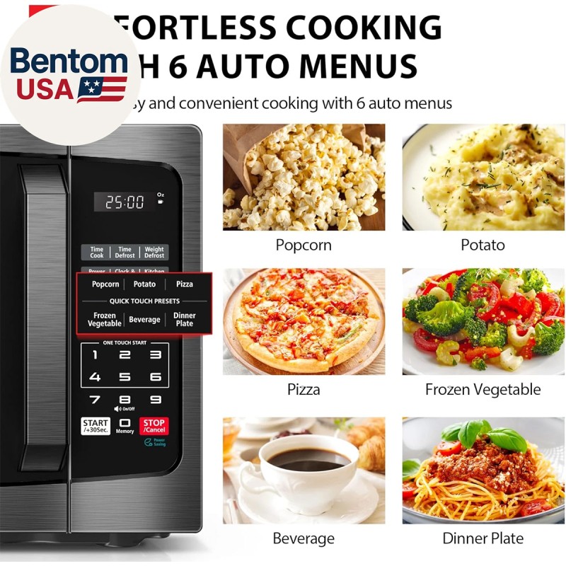 Toshiba ML-EM09PA(BS) Small Microwave Oven with 6 Auto Menus, Mute Function & Child Lock