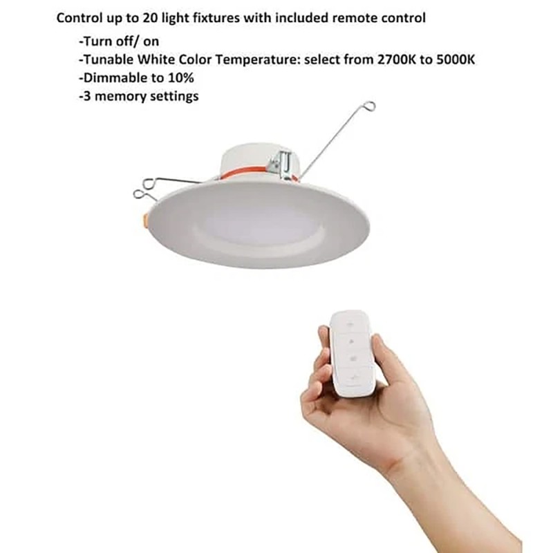 Commercial Electric 5/6 in LED Canless Recessed Light Trim w/ Remote – 2, 4, or 8 Lights, Adjustable