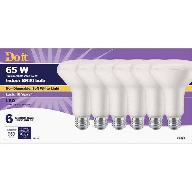 Do it BR30 65W Equivalent Soft White Medium LED Floodlight Light Bulb Title 20