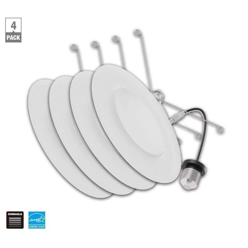 Eco-Smart 6" LED Canless Recessed Light Trim Daylight Dimmable White New/Remodel 4-Pack