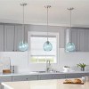 Blue Bubble Glass Globe Pendant Lamp Shades, 7.16 in., 2.25 in. Lip Fitter, Set of 3