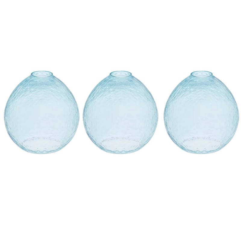 Blue Bubble Glass Globe Pendant Lamp Shades, 7.16 in., 2.25 in. Lip Fitter, Set of 3